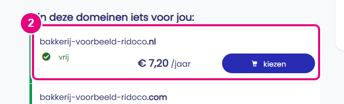 STRATO: klik op kiezen naast de .nl.