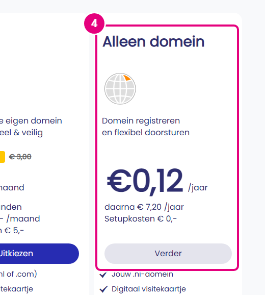 STRATO: kies Alleen domein en klik op Verder.