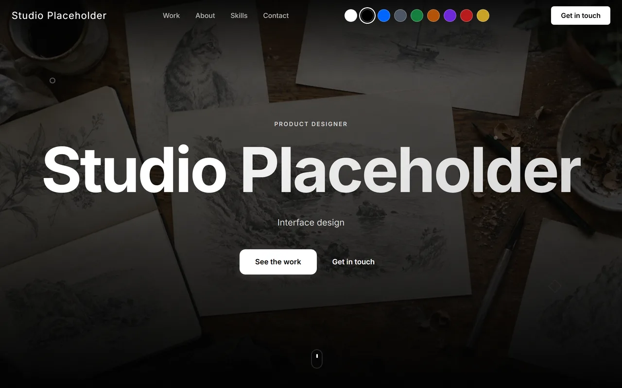 Schermafbeelding van het voorbeeldontwerp Creatief portfolio