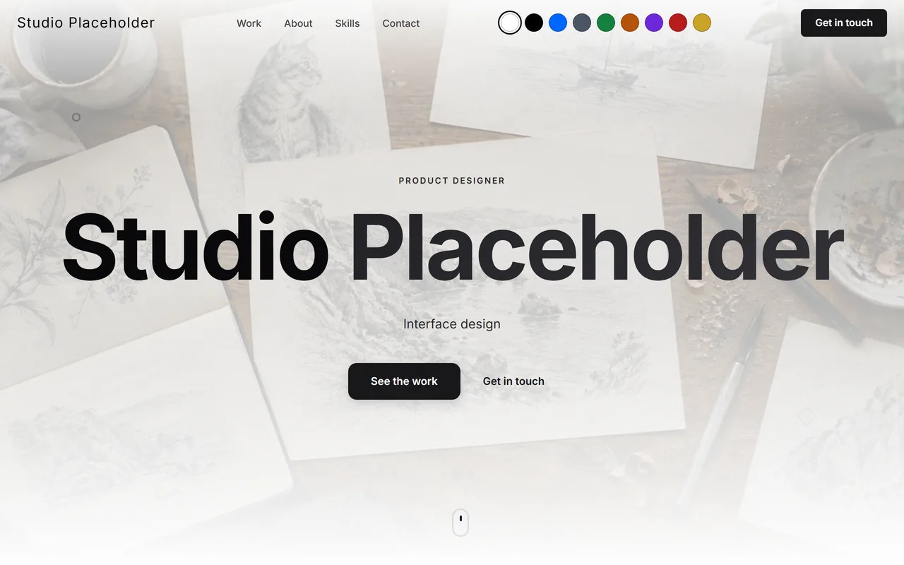 Schermafbeelding van het voorbeeldontwerp Creatief portfolio