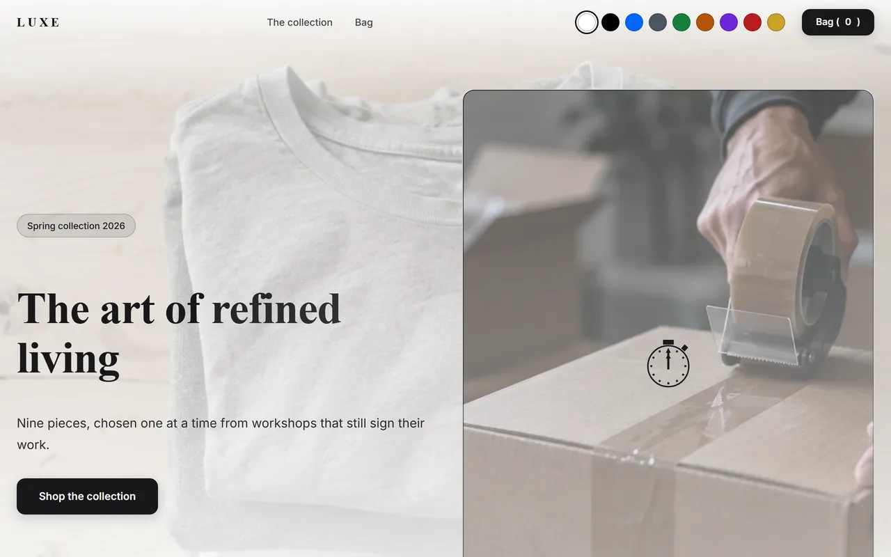 Schermafbeelding van het voorbeeldontwerp Webwinkel